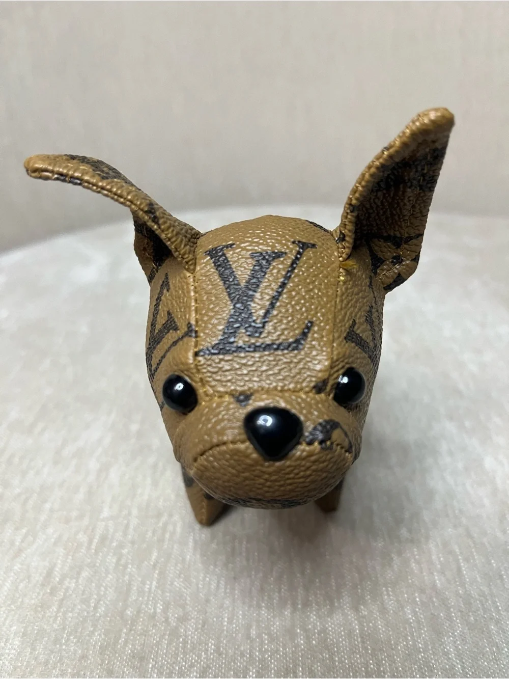 Louis Vuitton Monogram Brown and Black Puppy Charm with Gold Hardware
